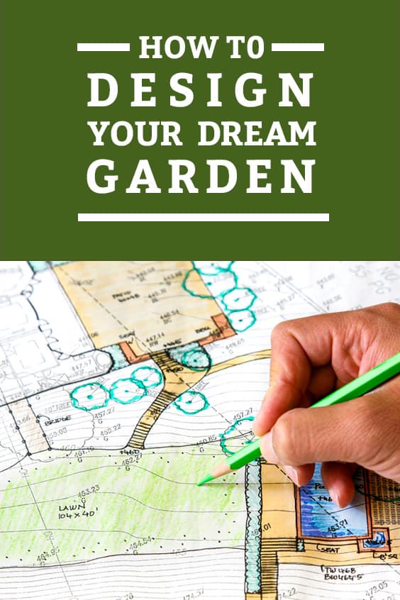 garden design blueprint being drawn by hand